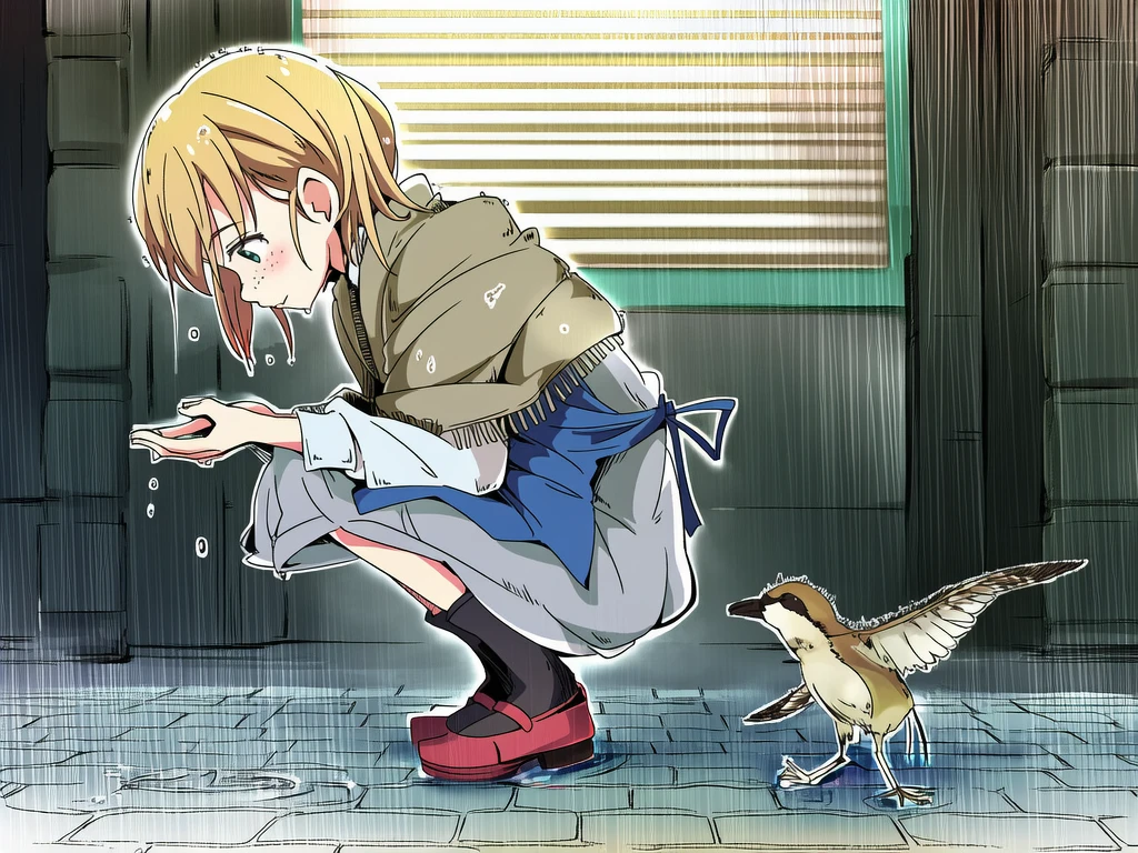 A small hurt bird, found in the rain