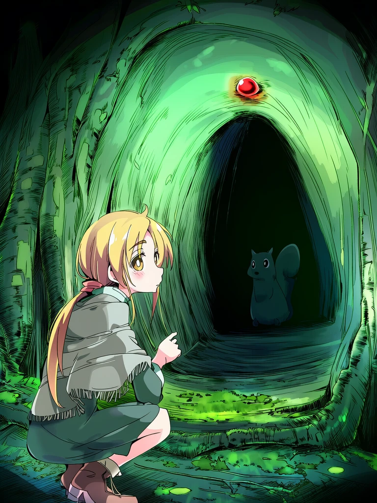 A red glow in a hollow tree — something is watching