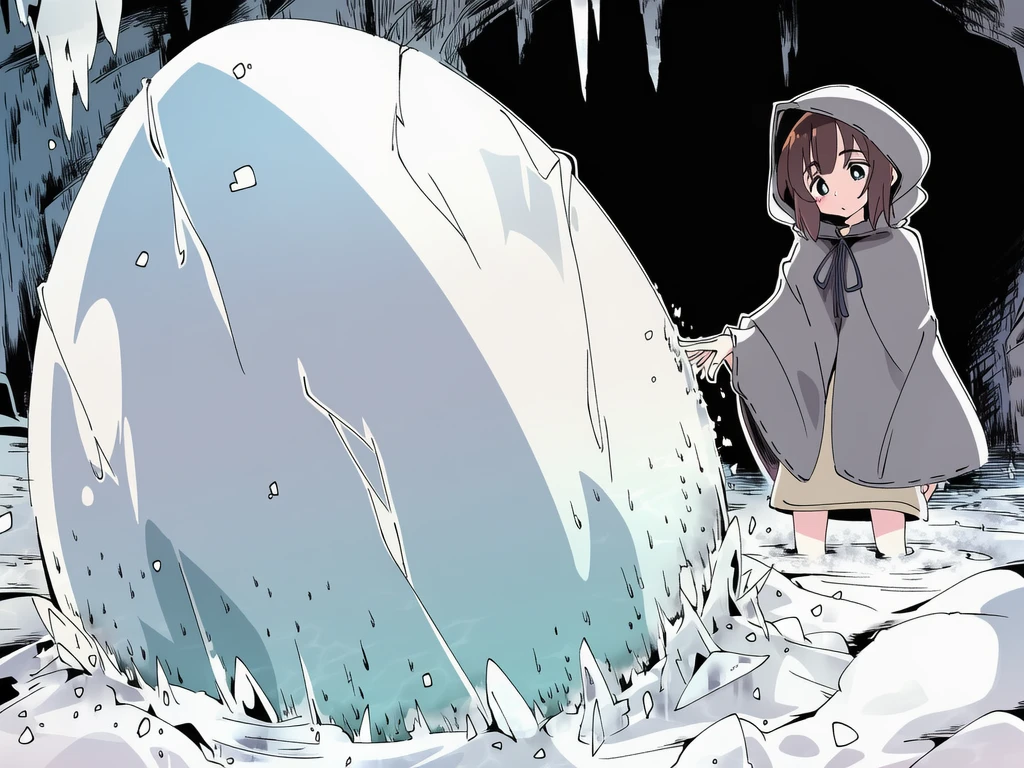 She finds a great egg in a frozen cave
