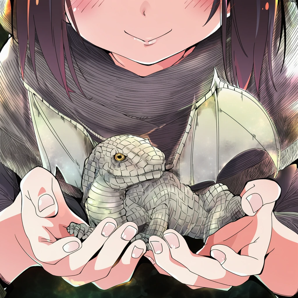 The hatchling fits inside her two hands